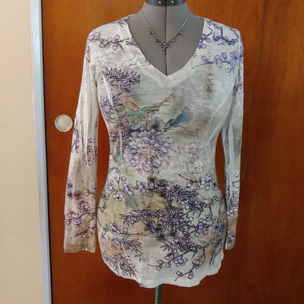 Lavender and light green long sleeve t-shirt